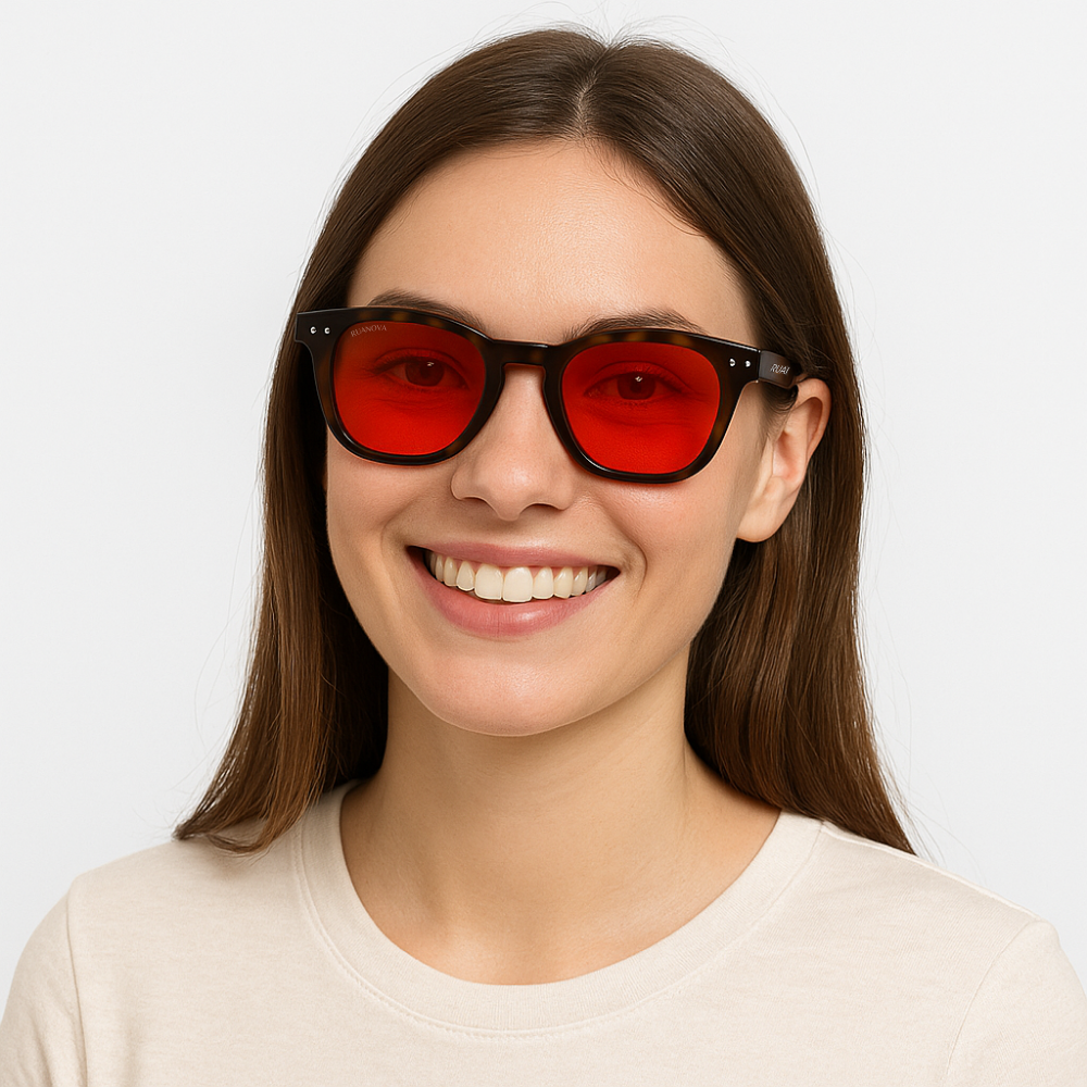 Lentes Rojas Carey Bloqueo Luz Azul – Mejora tu Sueño y Salud