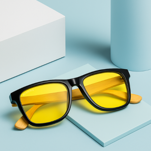 Lentes Amarillas Bambú: Protección Diurna Luz Azul – Cuida tus Ojos y tu Sueño