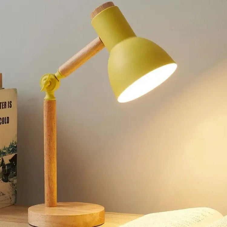 Lámpara De Mesa Diseño. Madera 100% Real. Ideal Para Lectura Con Luz Roja Amarillo / No Incluida
