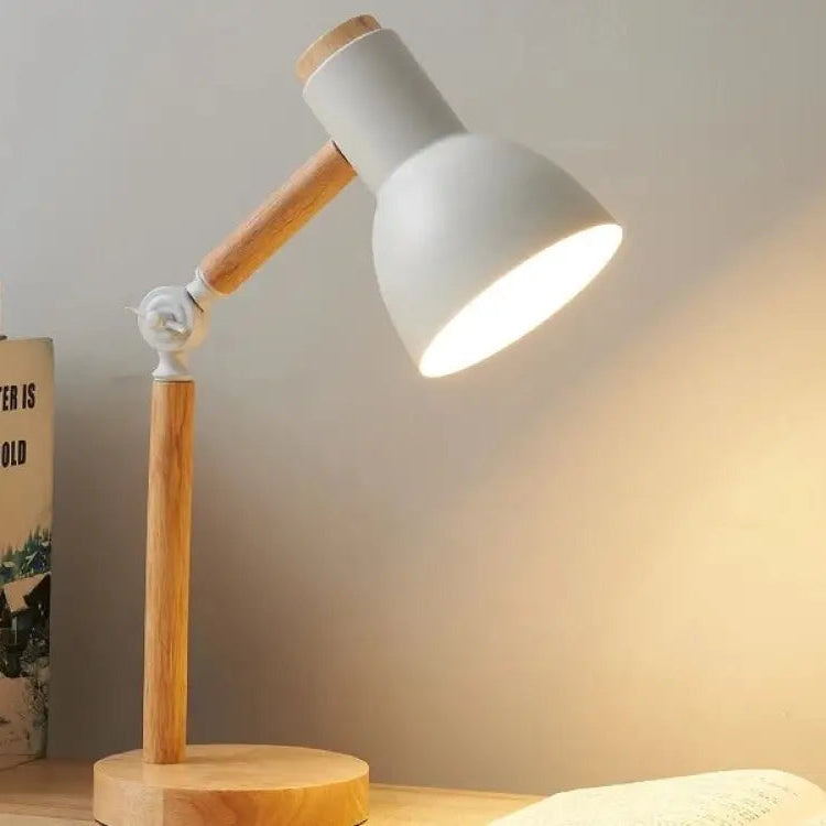 Lámpara De Mesa Diseño. Madera 100% Real. Ideal Para Lectura Con Luz Roja Blanco / No Incluida
