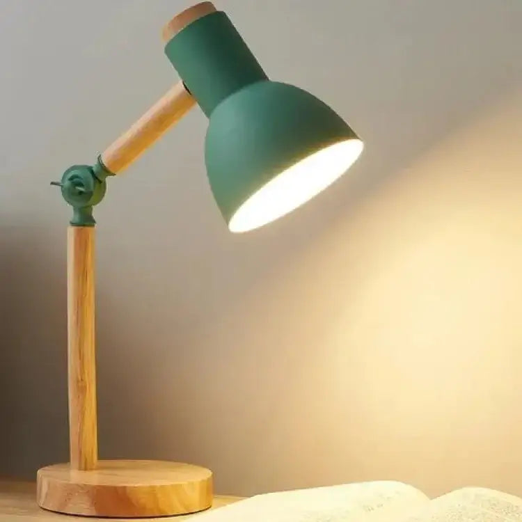 Lámpara De Mesa Diseño. Madera 100% Real. Ideal Para Lectura Con Luz Roja Verde / Incluída