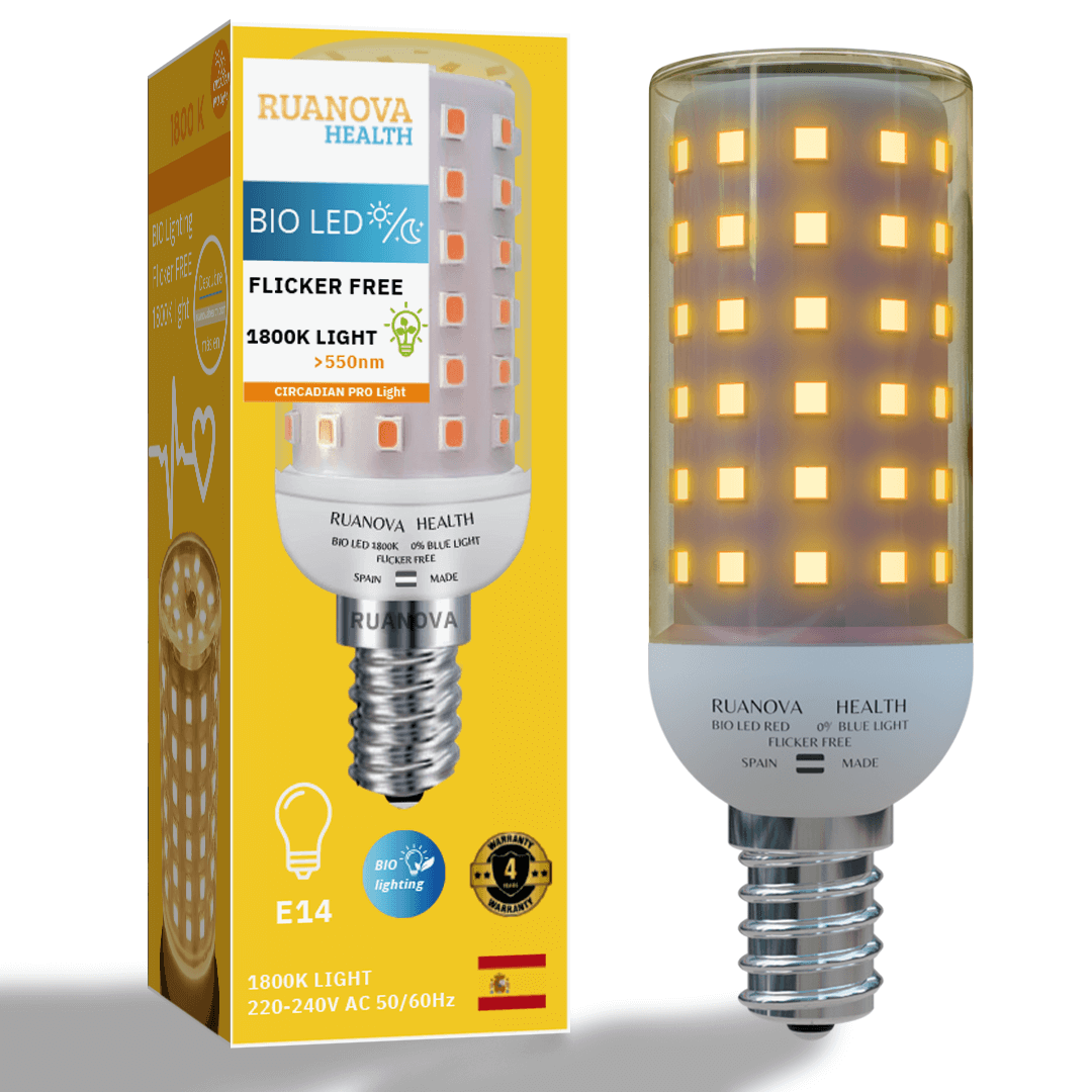 Bombilla BIO LED Luz Naranja 1800K Flicker FREE - E14