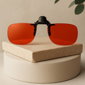 Clip-on Red Lenses Prescription Glasses – Blue Light Blocking