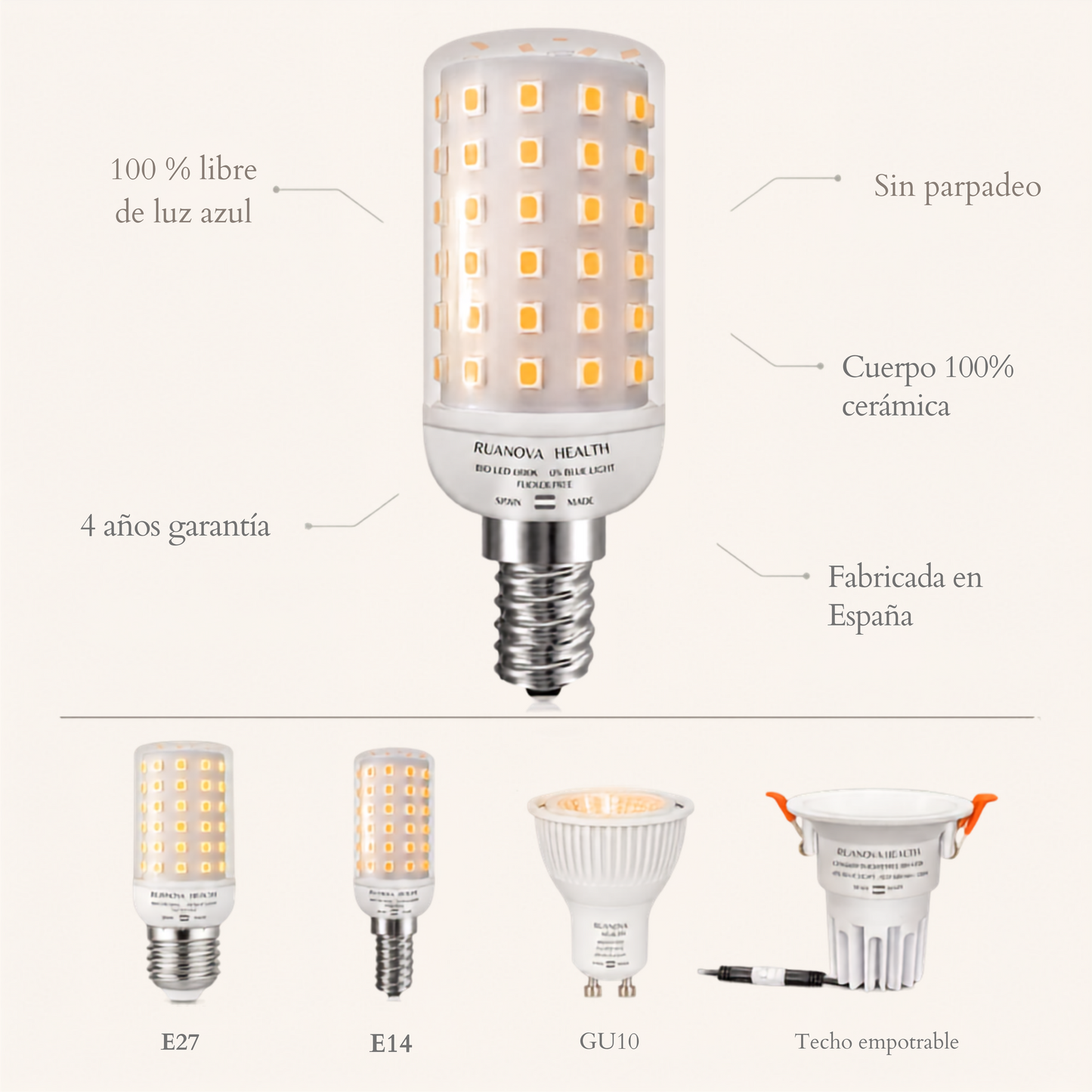 Ampoule LED BIO 1800K Orange sans scintillement - E14