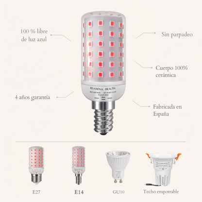 Ampoule LED BIO rouge sans scintillement (pas de scintillement) - E14