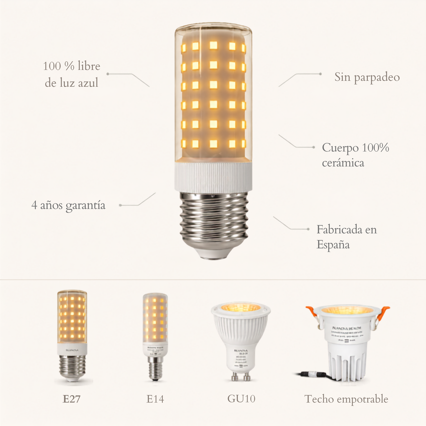 Bombilla BIO LED Luz Naranja 1800K Flicker FREE - E27