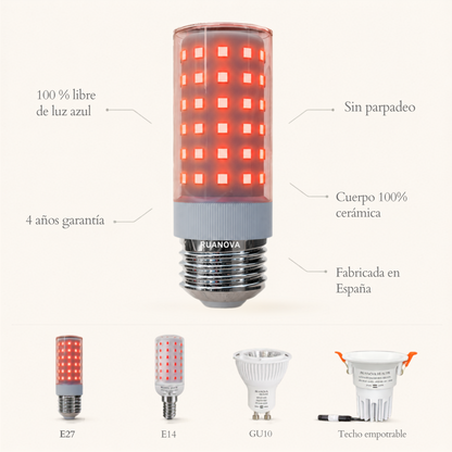 Bombilla BIO LED Luz Roja Flicker FREE - E27