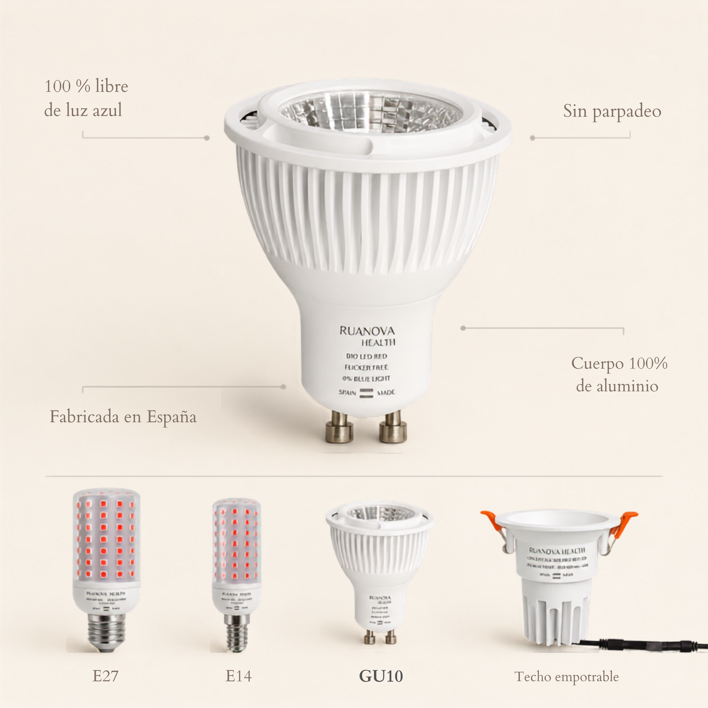 Ampoule LED BIO, lumière orange 1800 K, sans scintillement - GU10