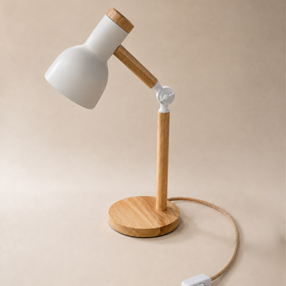 Lámpara de Mesa de Diseño en Madera Real. Ideal lectura con Luz Roja
