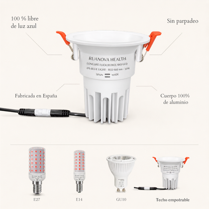 Plafonnier BIO LED Rouge Flicker FREE - Encastrable découpe Ø 75mm