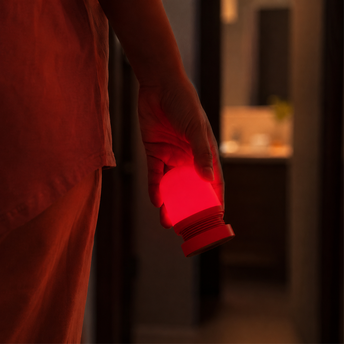 Veilleuse tactile rouge/ambre à lumière crépusculaire