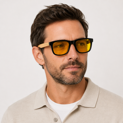 Lentes Amarillas Bambú: Protección Diurna Luz Azul – Cuida tus Ojos y tu Sueño