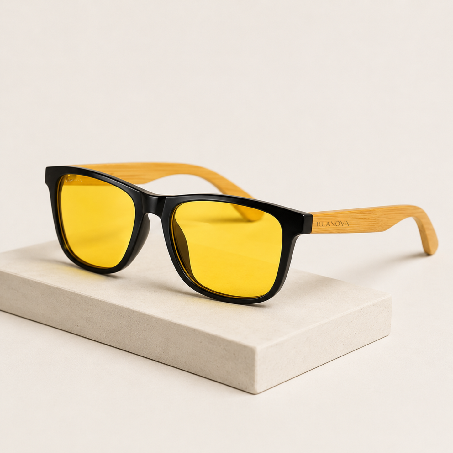 Lentes Amarillas Bambú: Protección Diurna Luz Azul – Cuida tus Ojos y tu Sueño