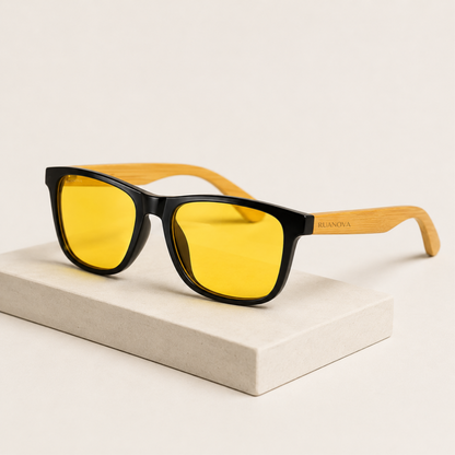 Lentes Amarillas Bambú: Protección Diurna Luz Azul – Cuida tus Ojos y tu Sueño