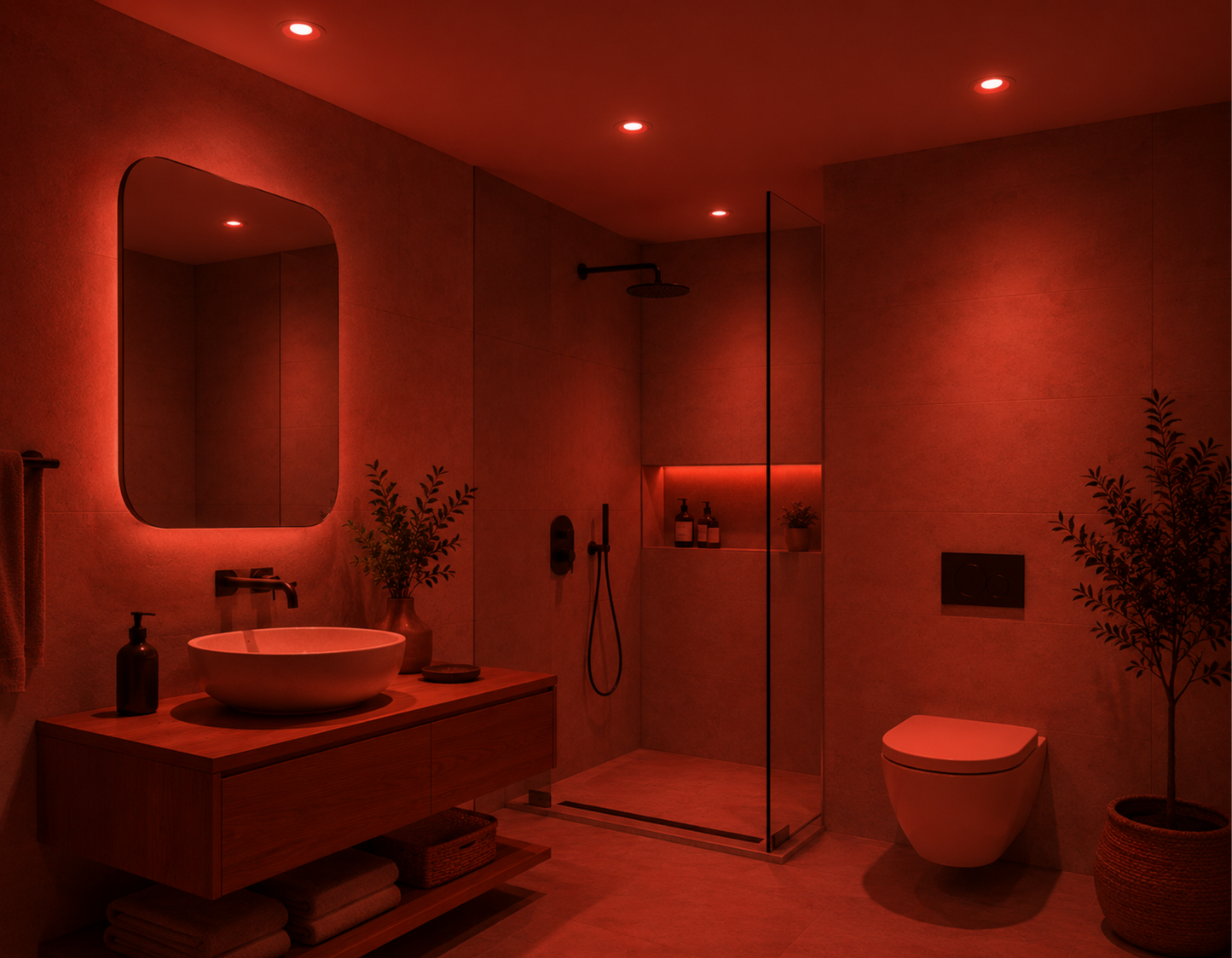 Spot encastré à LED BIO, lumière rouge, sans scintillement, diamètre de découpe 75 mm