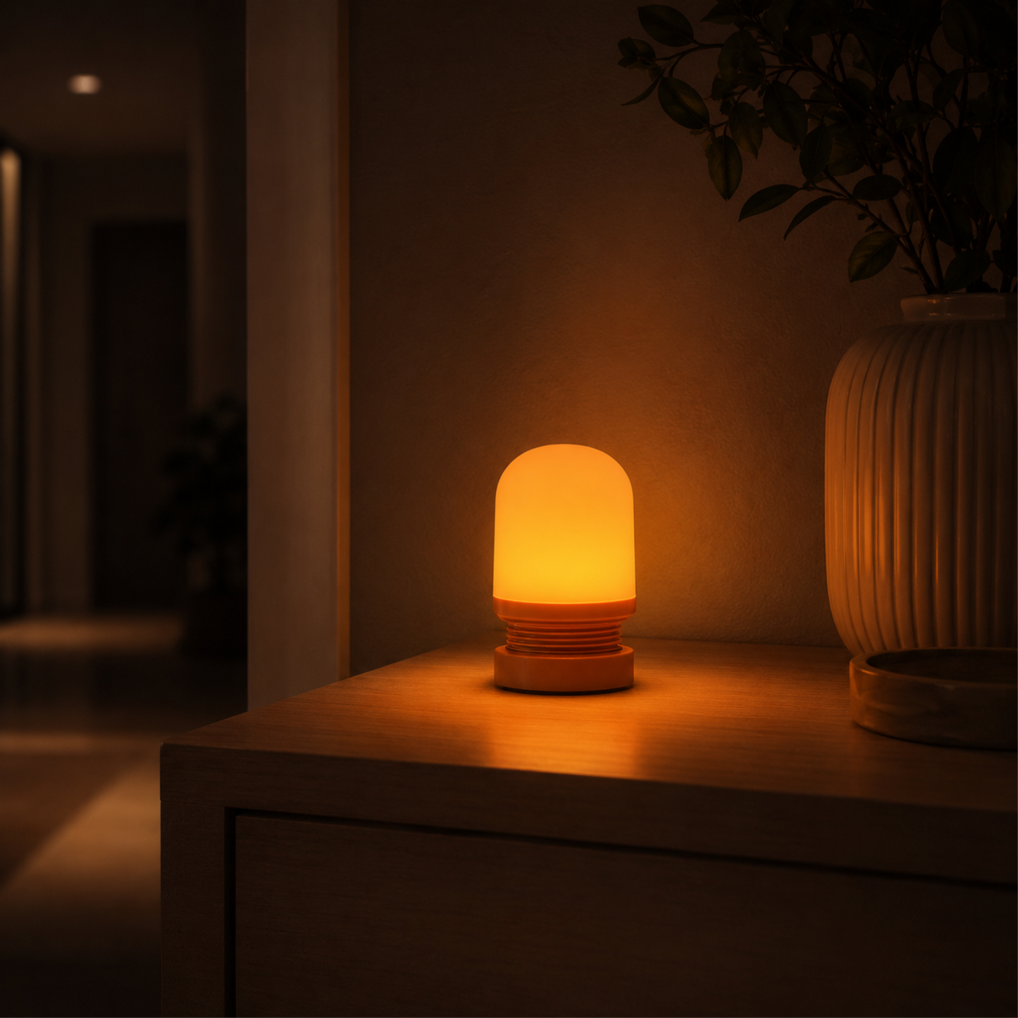 Veilleuse tactile rouge/ambre à lumière crépusculaire