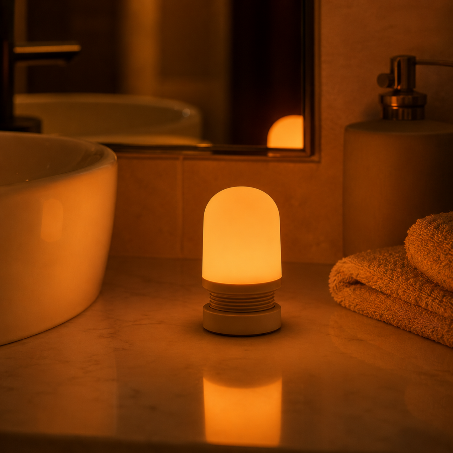 Veilleuse tactile rouge/ambre à lumière crépusculaire
