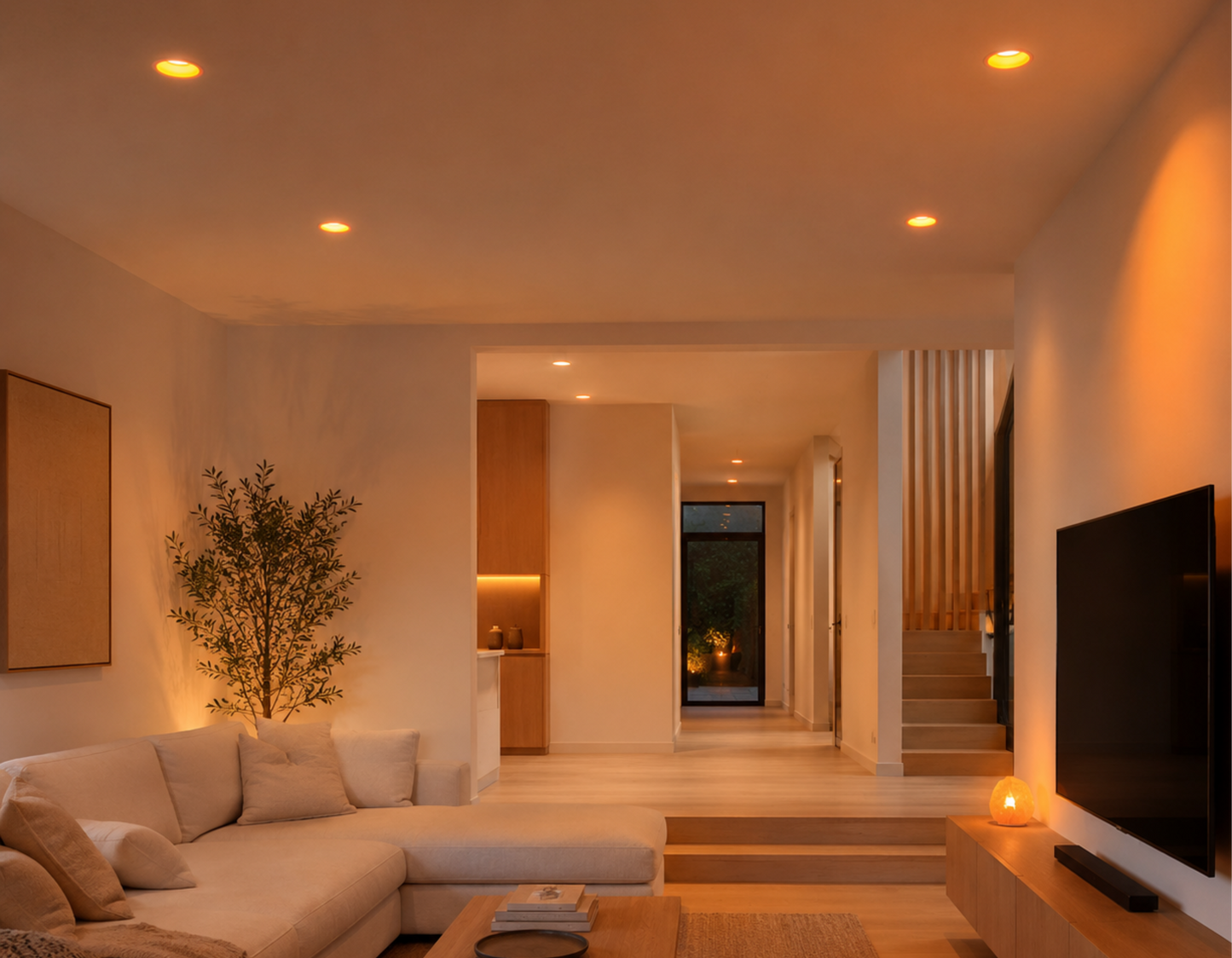 BIO LED Ceiling Spotlight, Orange Light 1800K, Flicker FREE - Recessed, Cutout Ø 75mm