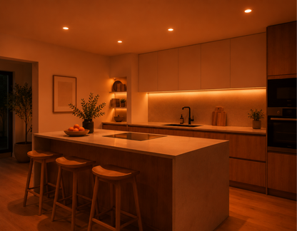 BIO LED Ceiling Spotlight, Orange Light 1800K, Flicker FREE - Recessed, Cutout Ø 75mm
